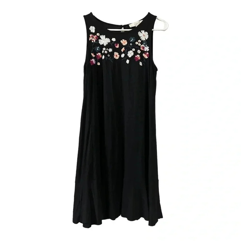 LOFT Floral Ruffle Hem Swing Dress // Size Small Petite